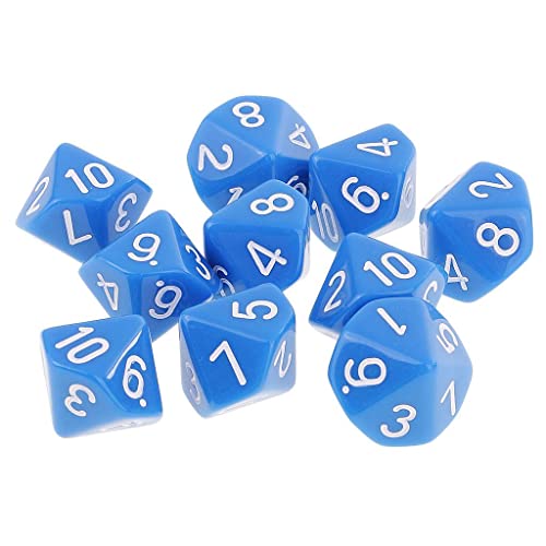 Sharplace 10 Stück DND Würfel für Rollenspiele, Polyedrische Würfel Dungeon and Dragons, Tischspielwürfel, 16 mm Acrylwürfel Puzzle Brettspielwürfel für Pathfinder DND RPG MTG D&D D10, Blau von Sharplace