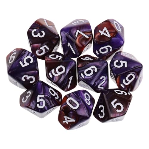 Sharplace 10 Stück DND Würfel für Rollenspiele, Polyedrische Würfel Dungeon and Dragons, Tischspielwürfel, 16 mm Acrylwürfel Puzzle Brettspielwürfel für Pathfinder DND RPG MTG D&D D10, Lila Kaffee von Sharplace