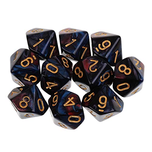 Sharplace 10 Stück DND Würfel für Rollenspiele, Polyedrische Würfel Dungeon and Dragons, Tischspielwürfel, 16 mm Acrylwürfel Puzzle Brettspielwürfel für Pathfinder DND RPG MTG D&D D10, Rot Blau von Sharplace