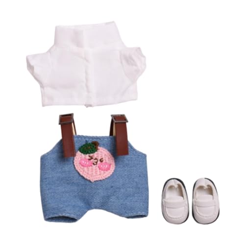 Sharplace 15 cm Plüschpuppenkleidung, Kuscheltierkleidung, Kostüme, Foto-Requisiten, Anziehsachen, stylisch, Puppen-Overall-Shirt mit Schuhen, Rosa Pfirsich von Sharplace