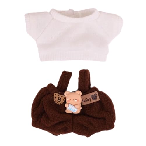 Sharplace 2-teiliges Puppenkleidungs-Set mit lässigen Outfits, modisches Hosenträgerhosen-T-Shirt-Set für 15 cm große Jungenpuppen, Geburtstagsgeschenke für, D von Sharplace