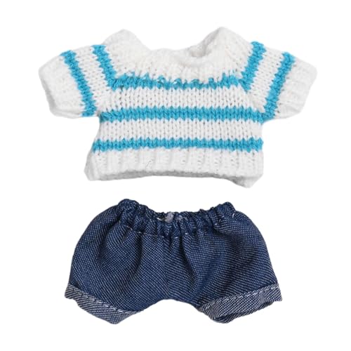 Sharplace 2X Puppen-Outfits mit gestreiftem Pullover und Hose, handgefertigtes Kleidungskostüm für 15–17 cm große Jungenpuppen, Ankleiden, Neujahrsgeschenke, Jeans von Sharplace