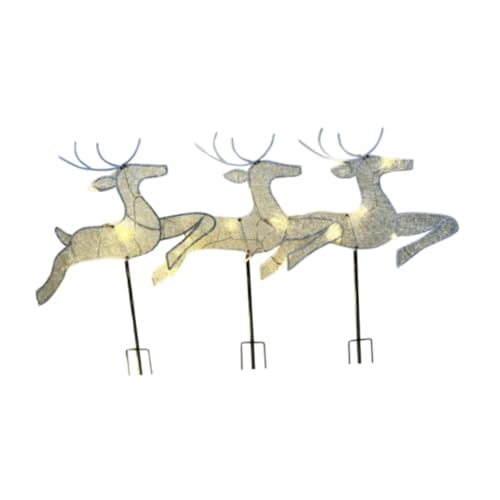 Sharplace 3-teiliges Weihnachts-Rentier-Erdspieß-Set für den Außenbereich, beleuchtetes Hirsch-Set, Hof-Ornament für die Anzeige zu Hause an der Tür von Sharplace