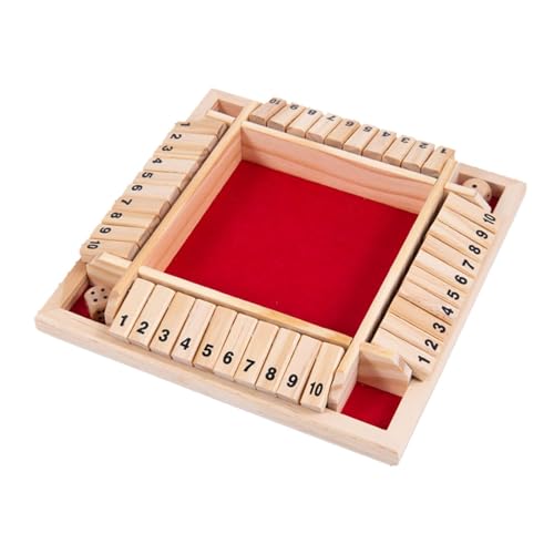 Sharplace 4-Spieler Shut The Box Spiel Würfelspiel Holz Mathematik Lernspielzeug Board Würfelspiel Family Brettspiele Urlaub unterhaltsames Spiel Holz Brettspiel für Zuhause, Party Oder Bar, Rot von Sharplace