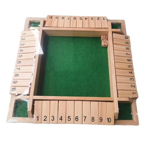 Sharplace 4-Spieler Shut The Box Spiel Würfelspiel Holz Mathematik Lernspielzeug Family Brettspiele Urlaub unterhaltsames Spiel Holz Brettspiel für Zuhause, Party Oder Bar, Grün, 30cmx30cmx4.5cm von Sharplace