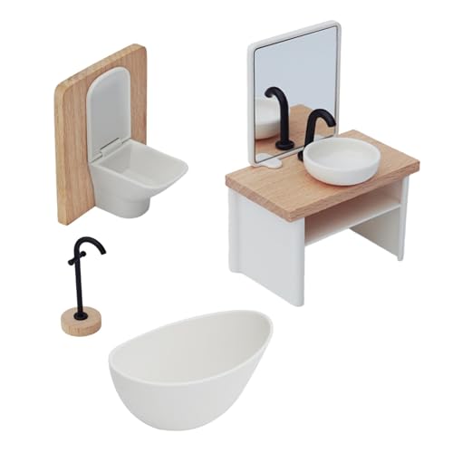 Sharplace 4-teiliges Badezimmer-Set im Maßstab 1:12 für Puppenhäuser, Waschbecken, klassisches Zubehör, Kindergeburtstagsgeschenke, Miniaturmöbel-Set, Badewanne Sharplace 4-teiliges Badezimmer-Set im Maßstab 1:12 für Puppenhäuser, Waschbecken, klassisches Zubehör, Kindergeburtstagsgeschenke, Miniaturmöbel-Set, Badewanne von Sharplace