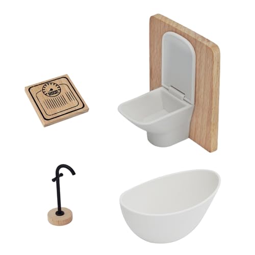 Sharplace 4X 1/12 Puppenhaus Badezimmer Set Toilette für ab 3 Jahren Simulation Rollenspiel Spielzeug Miniatur Möbel Badewanne Sharplace 4X 1/12 Puppenhaus Badezimmer Set Toilette für ab 3 Jahren Simulation Rollenspiel Spielzeug Miniatur Möbel Badewanne von Sharplace