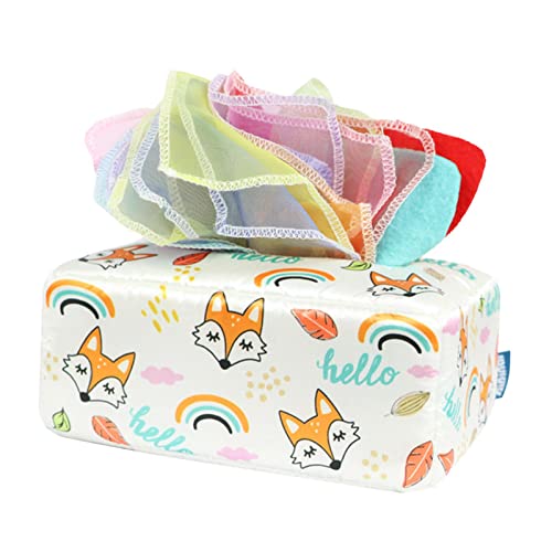 Sharplace Busy Pull Tissues Aktivitäten Busy Pull Tissues Soft Scarf Box Baby Tissue Box für Montessori Motorik Lernen Neugeborene Kleinkinder, Fuchs von Sharplace