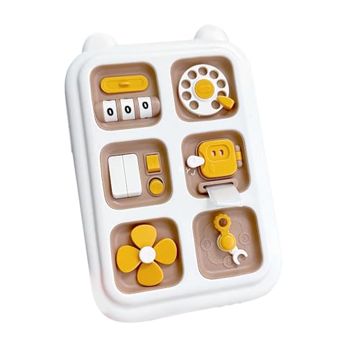 Sharplace Geschäftiges Board -Puzzle -Spiel Interaktives multifunktionales sensorisches Board Early Learning Toy für mehr als 18 Monate Jungen Mädchen, Gelb von Sharplace