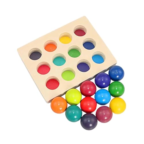 Sharplace Holzkugeln in 12 Farben mit Tablett, Holzspielzeug in Regenbogenfarben, passend für Jungen und Mädchen, unterhaltsame kognitive Entwicklung, Sharplace Holzkugeln in 12 Farben mit Tablett, Holzspielzeug in Regenbogenfarben, passend für Jungen und Mädchen, unterhaltsame kognitive Entwicklung, von Sharplace