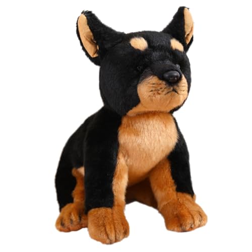 Sharplace Hund Stofftier Puppe Hund Stofftier Umarmbar Bezaubernd Realistisch Kuschelsimulation Hundepuppe Muttertag Hochzeitstag, Dobermann von Sharplace