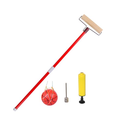 Sharplace Kinder Rolling Ballspielzeug, Trainingsausrüstung, Entwicklung von Motorfähigkeiten mit Ballpumpe, Stangenspiel -Kits, Aktivität Push Pull Toy, Rot von Sharplace