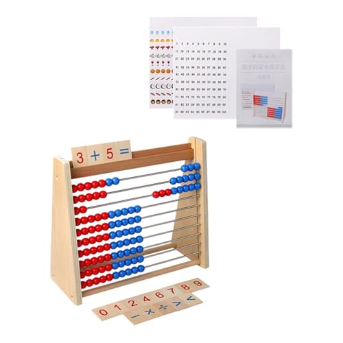 Sharplace Klassischer Holz-Abakus, pädagogisches Zählrahmen-Spielzeug, Zehnerrahmen-Set mit Zahlenkarten, Montessori für Kleinkinder, Vorschulgeschenke von Sharplace