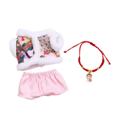 Sharplace Mini-Puppenkleidung Outfit Neujahr Tang-Anzug DIY-Anziehkleidung für 17-cm-Puppen, Rosa von Sharplace