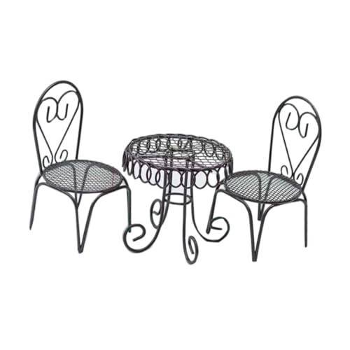 Sharplace Miniatur-Puppenhausmöbel-Set, Puppenhauszubehör, Mini-Tisch und Stühle, modernes kleines Sammlerstück, Display, Kinderspielzeug, 1:12, Schwarz Sharplace Miniatur-Puppenhausmöbel-Set, Puppenhauszubehör, Mini-Tisch und Stühle, modernes kleines Sammlerstück, Display, Kinderspielzeug, 1:12, Schwarz von Sharplace