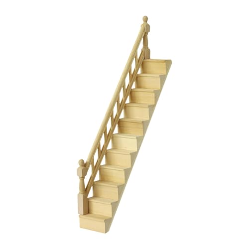 Sharplace Miniaturtreppe im Maßstab 1:12, unbemalte Treppe mit Armlehne, Rollenspielspielzeug, kleines Stufenmodell, DIY-Bastelarbeiten für Mikrolandschaften von Sharplace