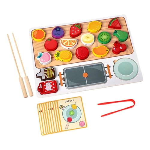 Sharplace Obst-Zuordnungsspiel, Obstspieß-Spielset, logisches Denken, realistisches Montessori-Küchenspielzeug, Rollenspiel für Kinder und Kleinkinder von Sharplace