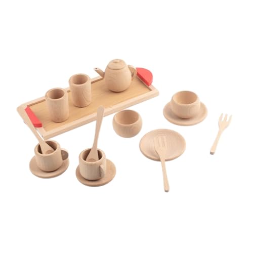 Sharplace Playset Tea Set Play Kitchen Accessoires Spiel Kinder Nachmittag Tee Set Holzkinder für Jungen Mädchen Kinder von Sharplace