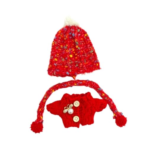 Sharplace Plüschfigur Pullover Machen Sie Ihre eigenen Puppen für Kinder Geburtstagsgeschenk Mode DIY Foto Requisiten Kostüme Puppenkleidung für 15 cm, Bunter Roter Schal von Sharplace