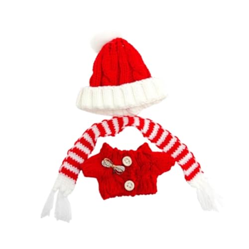 Sharplace Plüschfigur Pullover Machen Sie Ihre eigenen Puppen für Kinder Geburtstagsgeschenk Mode DIY Foto Requisiten Kostüme Puppenkleidung für 15 cm, Rot-weißer Schal von Sharplace