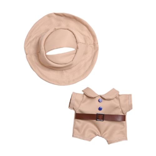 Sharplace Puppen-Outfit, 17 cm, Kostüme, Anzieh-Puppenzubehör, Bequeme Foto-Requisiten, modischer Khaki-Overall, Arbeitskleidung für Puppen, Overall-Set von Sharplace