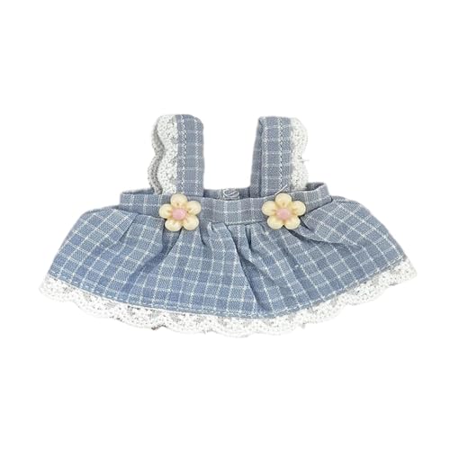 Sharplace Puppen -Suspender -Rock -Outfits Plaid Muster Rollen Spielen weiche Kostümzubehör Puppenkleidung für 12 cm Anhänger Dolls Dress Up, Blau von Sharplace