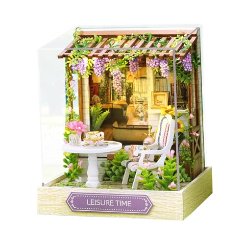 Sharplace Puppenhaus Miniatur 3D Holzpuzzle Handarbeit Handwerk Puppenhaus Eingebaute LED für Geburtstagsgeschenk Freund Kinder Erwachsene Familie, Freizeit von Sharplace