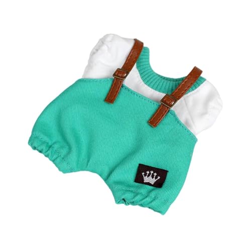 Sharplace Puppenkleidung für 17 cm große Plüschpuppen, Cartoon-Kleidung für Kuscheltiere, Anziehsachen, Puppenkleidung, Overall-Shirt-Set für Plüschpuppen, GrÜn von Sharplace