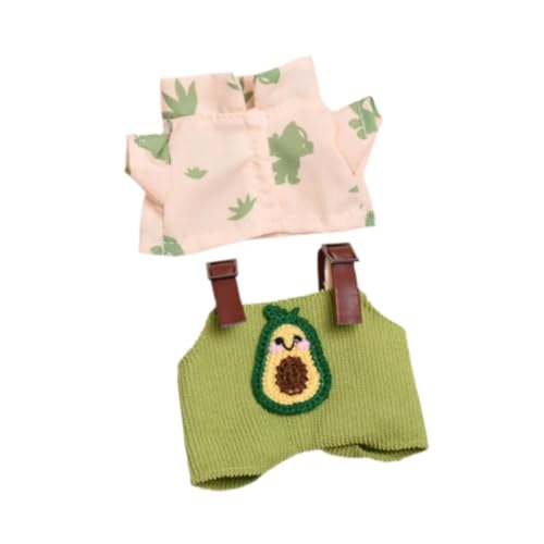 Sharplace Puppenoberteil und Hosenträger-Hosenanzug, Puppenkleidung für Mädchen, Puppenzubehör-Outfits zum Anziehen, Puppenhosen-Outfits für 15 cm große Puppen, Grüne Avocados von Sharplace