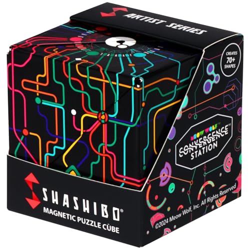 SHASHIBO Meow Wolf Shape Shifting Box – preisgekrönter, patentierter magnetischer Puzzlewürfel mit 36 Seltenerdmagneten – Fidget verwandelt sich in über 70 Formen (QDOT Map) von Shashibo