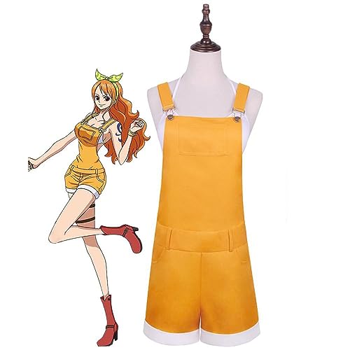 Shawla Nami Cosplay Kostüm Anime One Piece Labbshose Uniform Halloween,Yellow-L von Shawla