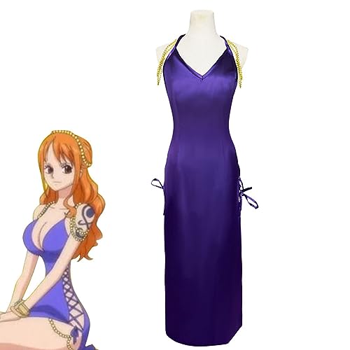 Shawla One-Pieces Nami Cosplay Kostüm Frauen Kleid Kimono Halloween Outfit,Purple-3XL von Shawla