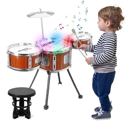 Schlagzeug Kinder Trommel Set, Musik Kinderschlagzeug Musikinstrumente Set, Jazz Rock Drum Set, Baby Percussion Lernspielzeug Schlagzeug Geschenk für Kleinkinder 1 2 3 4 5 6+ Jahr Jungen Mädchen von Shayson