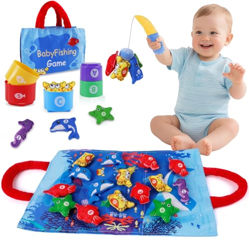 Shayson Weiches Angelspiel für Kinder, aus Stoff, bunte Fische, Lernspielzeug, Montessori-Spiele 1 Jahr, Lernspielzeug, für 12-18 Monate, Geschenk für Jungen 1 2 3 Jahre Shayson Weiches Angelspiel für Kinder, aus Stoff, bunte Fische, Lernspielzeug, Montessori-Spiele 1 Jahr, Lernspielzeug, für 12-18 Monate, Geschenk für Jungen 1 2 3 Jahre von Shayson