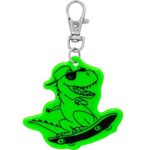 Sheepworld, Gruss und Co - 48863 - Anhänger Neon Reflektor, Dinosaurier, Supercoole Schulweg-Begleiter, Länge 9,5cm, mit Karabiner von Sheepworld AG