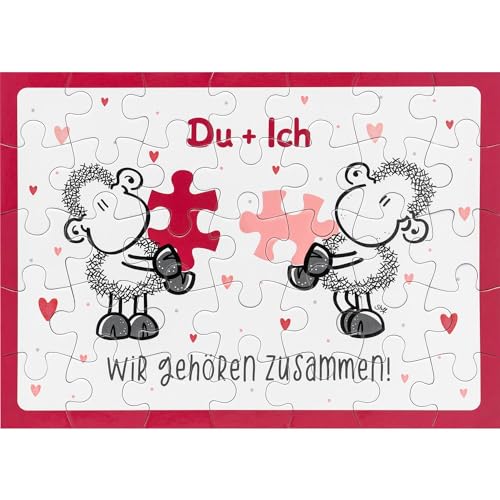 Sheepworld Puzzle Motiv Zusammen | 35 Teile Puzzle, in Geschenkbox, 21 cm x 15 cm | Geschenk Verliebte, Valentinstag, Geburtstag | 48642 von Sheepworld