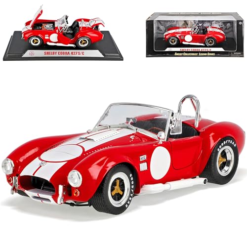 Shelby Collectibles Ford Shelby AC Cobra 427 S/C Rot mit weißen Streifen mit Unterschrift 1962-1968 1/18 Modell Auto von Shelby