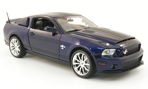 Shelby GT 500 Super Snake, dkl.-blau mit mattschwarzen Streifen, 2010, Modellauto, Fertigmodell, Shelby Collectibles 1:18 von Shelby