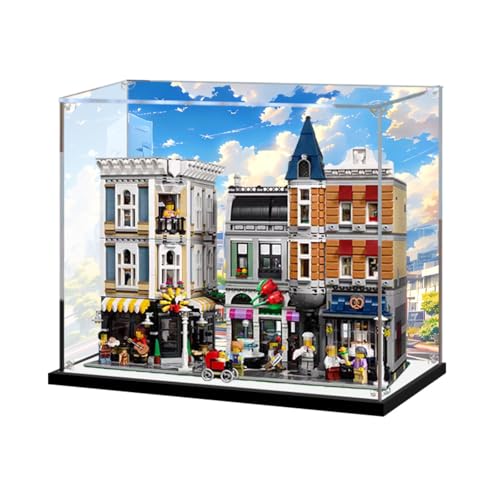 Figuren-Displaybox für LE-GO für 10255 Montage quadratisch Acryl staubdicht transparent benutzerdefinierte Vitrine (kein Modell) (Hintergrund C) von Shengor