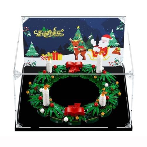 Figuren-Displaybox für LE-GO für 40426 Weihnachtskranz Acryl staubdicht transparent benutzerdefinierte Vitrine (kein Modell) (Hintergrund A) von Shengor