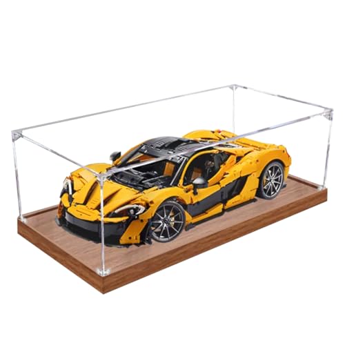 Figuren-Displaybox für LE-GO für 42172 für McLar-en P1 Hyperca-r Acryl, staubdicht, transparent, benutzerdefinierte Vitrine (kein Modell) (Holz+2 mm) von Shengor