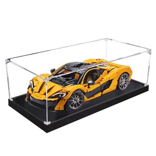 Figuren-Displaybox für LE-GO für 42172 für McLar-en P1 Hyperca-r Acryl, staubdicht, transparent, benutzerdefinierte Vitrine (kein Modell) (schwarz + 2 mm) von Shengor