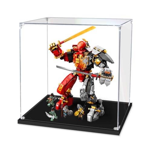 Figuren-Displaybox für LE-GO für 71720 Fire Stoone Me-ch staubdichte, transparente kundenspezifische Vitrine (kein Modell) (schwarz + 2 mm) von Shengor