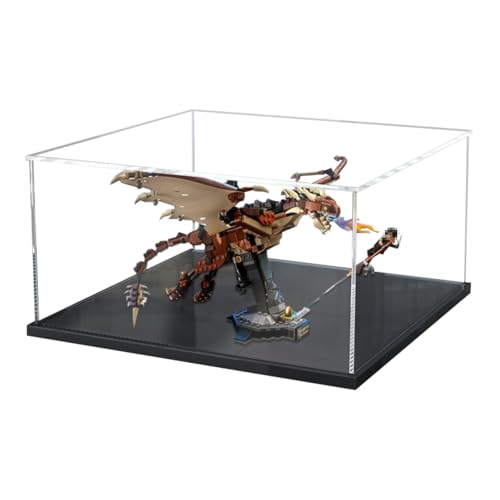 Figuren-Displaybox für LE-GO für 76406 ungarische Hornschwanz-Dragon-Acryl-Staubdichte, transparente kundenspezifische Vitrine (kein Modell) (schwarz + 3 mm) von Shengor