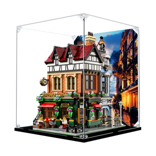 Figures Display Box für LE-GO für 10350 Britiish Street Corrner Acryl staubdicht transparent benutzerdefinierte Vitrine (kein Modell) (Hintergrund B) von Shengor