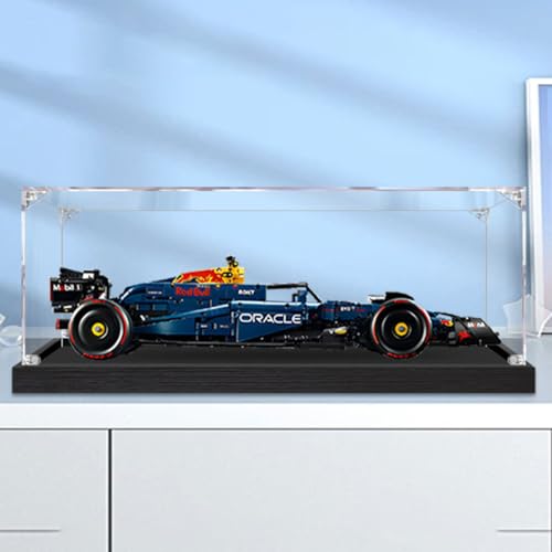 Figures Display Box für LE-GO für 42206 Oraclle RB20F1 Racing Acryl staubdicht transparent benutzerdefinierte Vitrine Aufbewahrungsbox (kein Modell) (schwarz + 3 mm) von Shengor