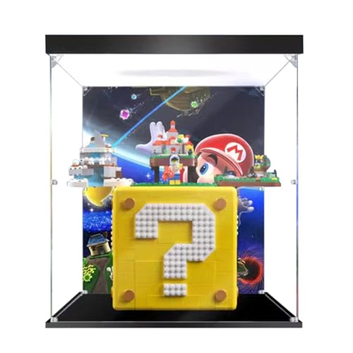 Figures Display Box für LE-GO für 71395 Super Mariio Questiion Marrk Block Acryl staubdicht transparent benutzerdefinierte Vitrine (kein Modell) (Hintergrund C + Top Lightbox) von Shengor