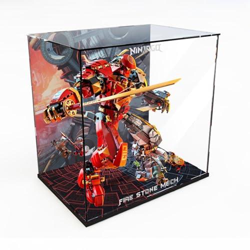 Figures Display Box für LE-GO für 71720 Fire Stoone Me-ch staubdichte, transparente kundenspezifische Vitrine (kein Modell) (Hintergrund C) von Shengor