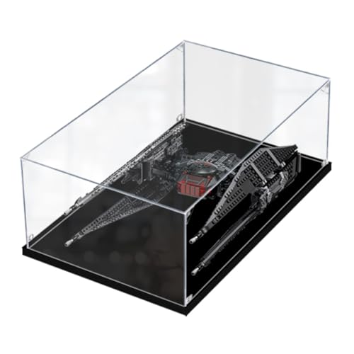 Figures Display Box für LE-GO für 75179 Kyllo Ren's TIE Fightter Acryl staubdicht transparent Custom Display Case (kein Modell) (schwarz + 2 mm) von Shengor