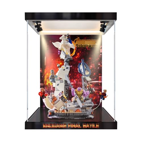 Figures Display Box für LE-GO für 76266 Endga-me Fiinal Battle Acryl staubdicht transparent benutzerdefinierte Vitrine (kein Modell) (Hintergrund B + Spotlights) von Shengor